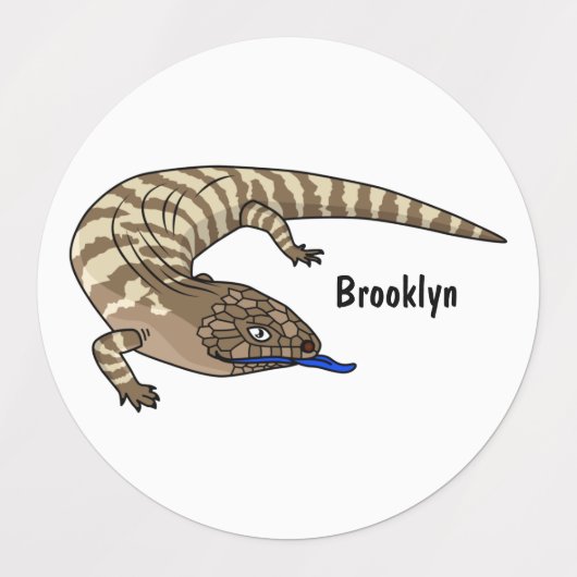 Blauzungenreptilierer Cartoon Etiketten (Design 1)