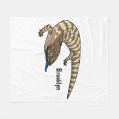 Blauzungenreptilierer Cartoon Fleecedecke (Vorderseite (Horizontal))