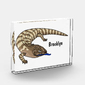 Blauzungenreptilierer Cartoon Fotoblock (Links)