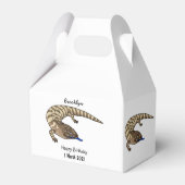 Blauzungenreptilierer Cartoon Geschenkschachtel (Rückseite)