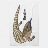 Blauzungenreptilierer Cartoon Geschirrtuch (Vertikal)