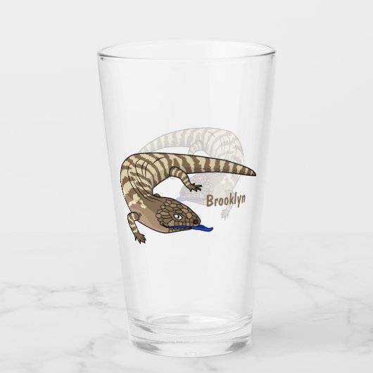 Blauzungenreptilierer Cartoon Glas (Rückseite)
