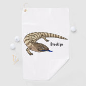 Blauzungenreptilierer Cartoon Golfhandtuch (Insitu)