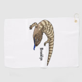 Blauzungenreptilierer Cartoon Golfhandtuch (Horizontal)