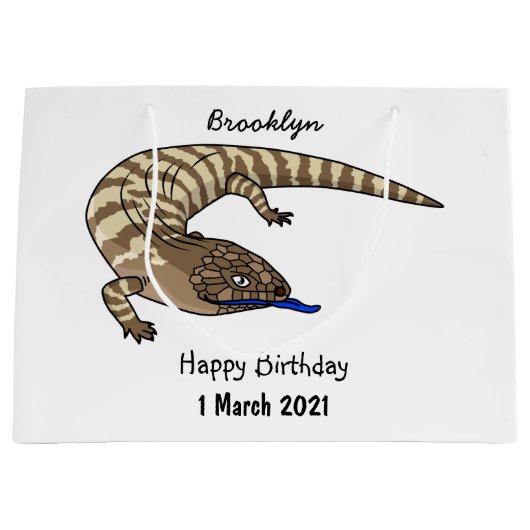 Blauzungenreptilierer Cartoon Große Geschenktüte (Vorderseite)