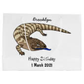 Blauzungenreptilierer Cartoon Große Geschenktüte (Rückseite)