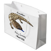 Blauzungenreptilierer Cartoon Große Geschenktüte (Rückseite Schrägansicht)