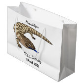 Blauzungenreptilierer Cartoon Große Geschenktüte (Vorderseite Schrägansicht)