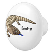 Blauzungenreptilierer Cartoon Keramikknauf (Rechts)