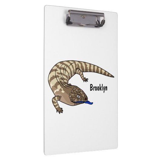 Blauzungenreptilierer Cartoon Klemmbrett (Rechts)