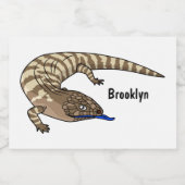 Blauzungenreptilierer Cartoon Lebensmitteletikett (Einzelnes Label)