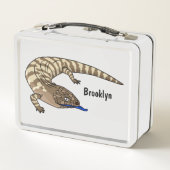 Blauzungenreptilierer Cartoon Metall Brotdose (Rückseite)