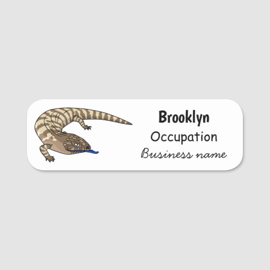 Blauzungenreptilierer Cartoon Namensschild (Vorderseite)