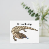 Blauzungenreptilierer Cartoon Postkarte (Stehend Vorderseite)