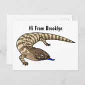Blauzungenreptilierer Cartoon Postkarte (Vorne/Hinten)