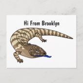 Blauzungenreptilierer Cartoon Postkarte (Vorderseite)