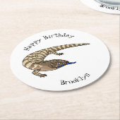 Blauzungenreptilierer Cartoon Runder Pappuntersetzer (Angewinkelt)