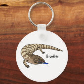 Blauzungenreptilierer Cartoon Schlüsselanhänger (Vorderseite)