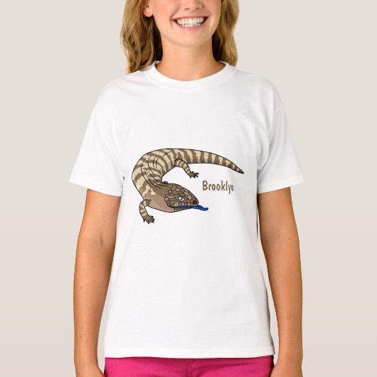 Blauzungenreptilierer Cartoon T-Shirt (Vorderseite)