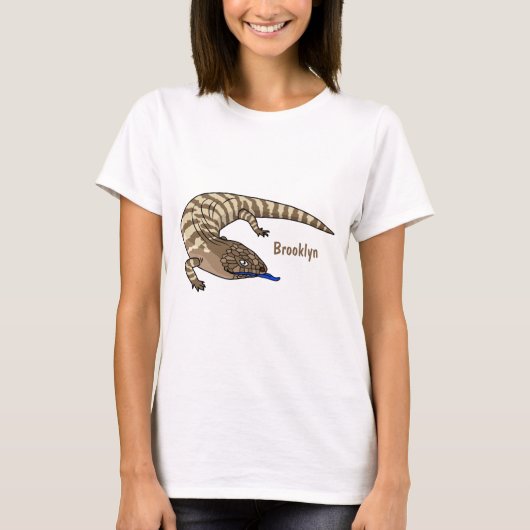 Blauzungenreptilierer Cartoon T-Shirt (Vorderseite)