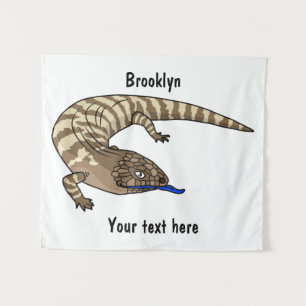Blauzungenreptilierer Cartoon Wandteppich
