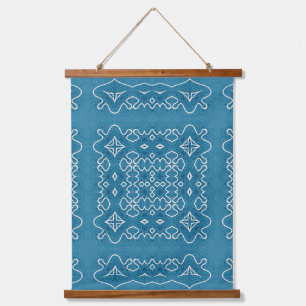 Blauzungentafel Muster - komplizierte Geometrie Wandteppich Mit Holzrahmen