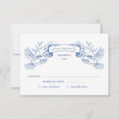 Blauzungenvögel Hochzeit RSVP Karte (Vorderseite)