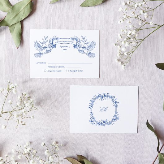Blauzungenvögel Hochzeit RSVP Karte