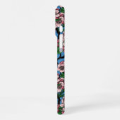 Blauzungenvögel im blühenden Kirschbaum auf blau iPhone Hülle (Linke Seite)