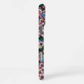 Blauzungenvögel im blühenden Kirschbaum auf blau iPhone Hülle (Rechte Seite)