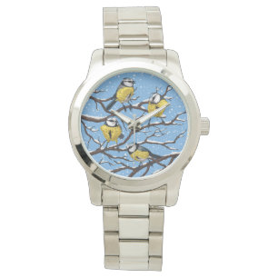 Blauzungenvögel im Winter Armbanduhr