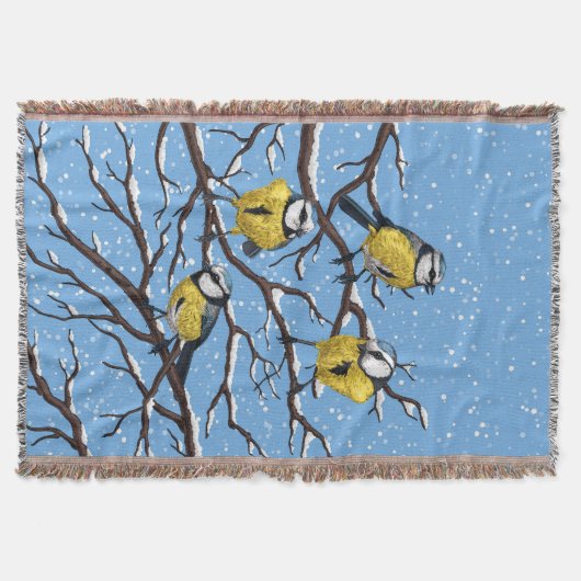 Blauzungenvögel im Winter Decke (Vorderseite)