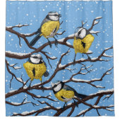 Blauzungenvögel im Winter Duschvorhang (Vorderseite)