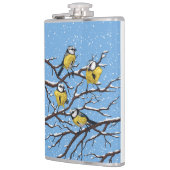 Blauzungenvögel im Winter Flachmann (Links)