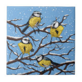 Blauzungenvögel im Winter Fliese (Vorderseite)