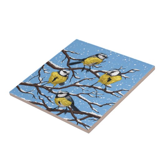 Blauzungenvögel im Winter Fliese (Seite)