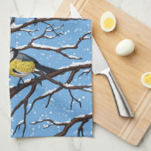 Blauzungenvögel im Winter Geschirrtuch (Viertel Falte)