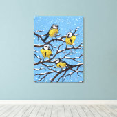 Blauzungenvögel im Winter Leinwanddruck (Insitu (Holzboden))