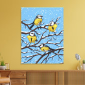 Blauzungenvögel im Winter Leinwanddruck (Insitu (Wohnzimmer))