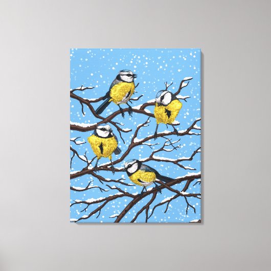 Blauzungenvögel im Winter Leinwanddruck (Vorderseite)