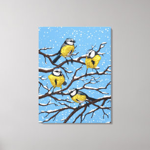 Blauzungenvögel im Winter Leinwanddruck