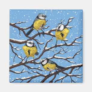 Blauzungenvögel im Winter Magnet