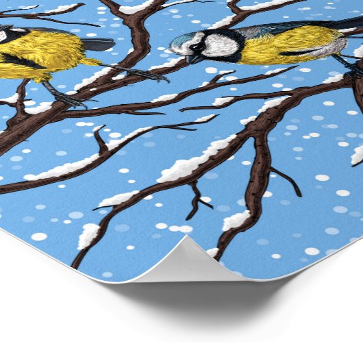 Blauzungenvögel im Winter Poster (Ecke)