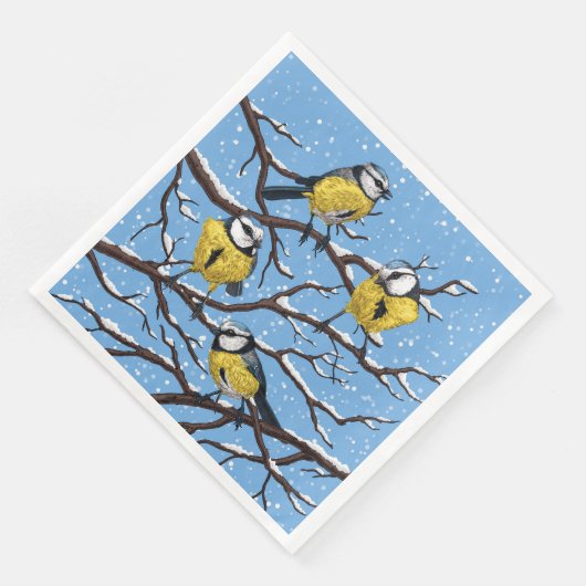 Blauzungenvögel im Winter Serviette (Ecke)