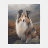 Blaze Face Sheltie Fleecedecke (Vorderseite)
