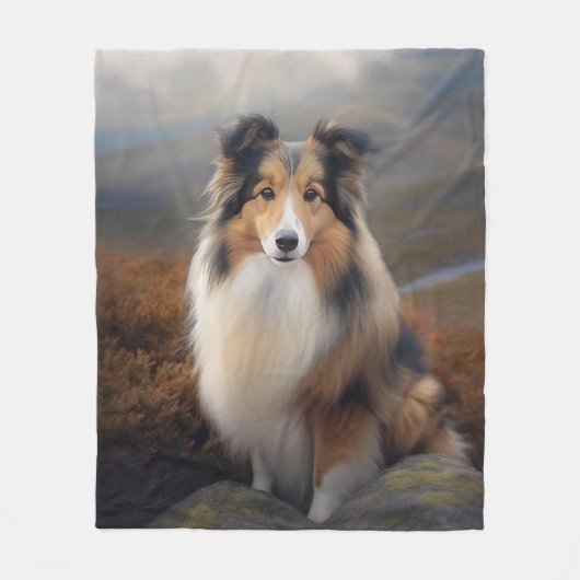 Blaze Face Sheltie Fleecedecke (Vorderseite)