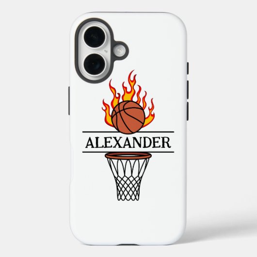 Blaze On! Personalisiertes Feuerbasketball Kinder Case-Mate iPhone Hülle (Rückseite)
