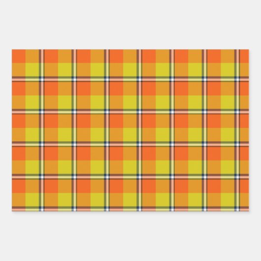 Blaze Orange and Bird Flower Plaid Geschenkpapier Set (Vorderseite 3)