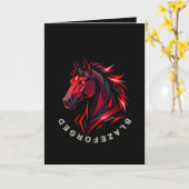BlazeForge Roter Pferd Grußkarte Karte (Gelbe Blume)