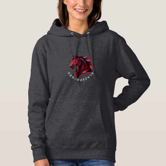 Blazeforge | Rotes geometrisches Pferd Hoodie (Vorderseite)
